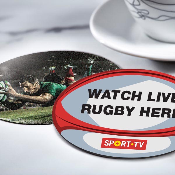Rugby Ball Shaped Premium Beer Mat