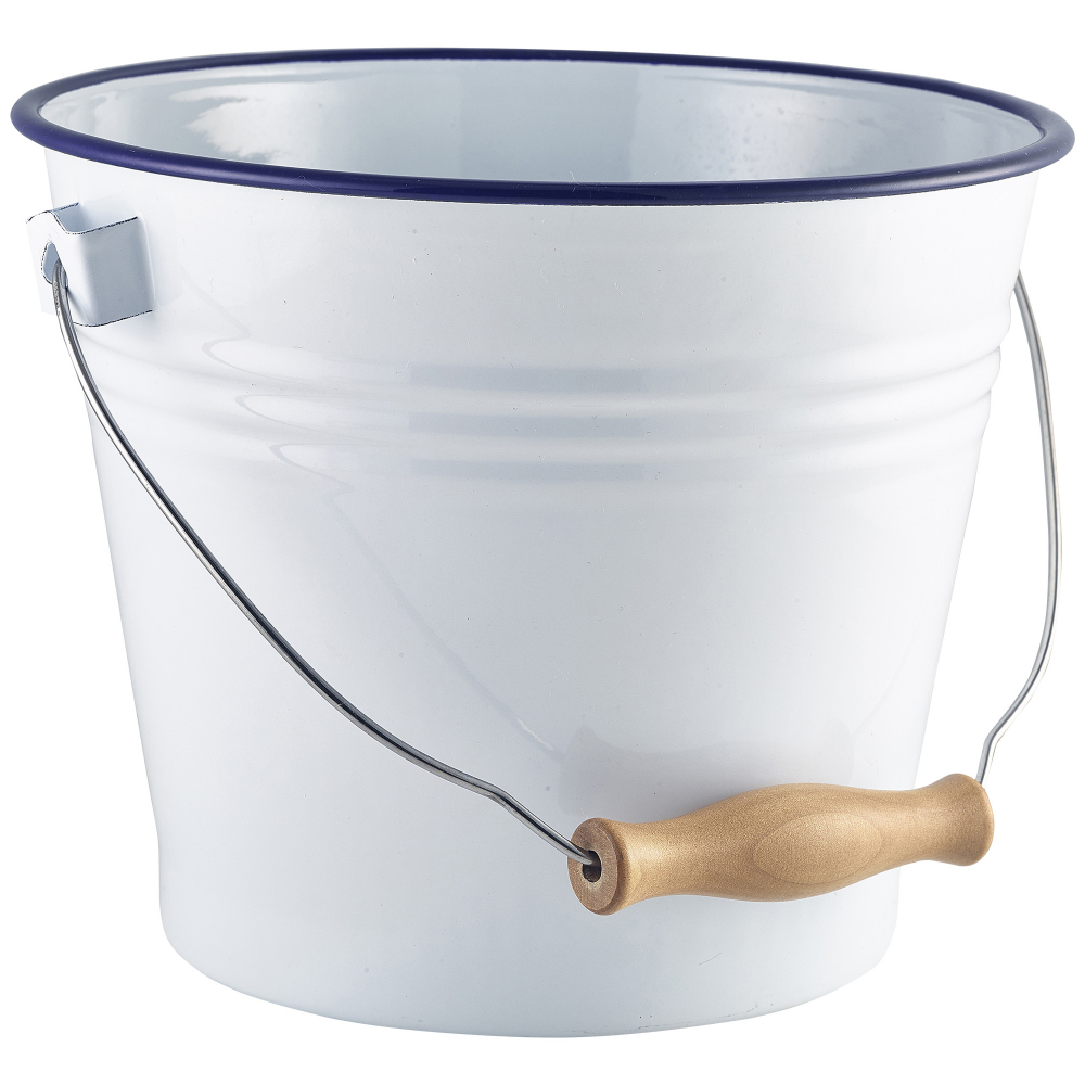 Enamel Bucket White with Blue Rim (5.2 Litre)