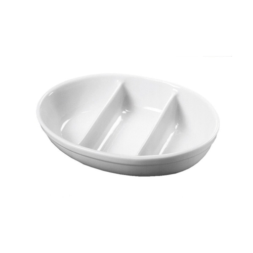 3 Divided Vegetable White Dish (28cm)