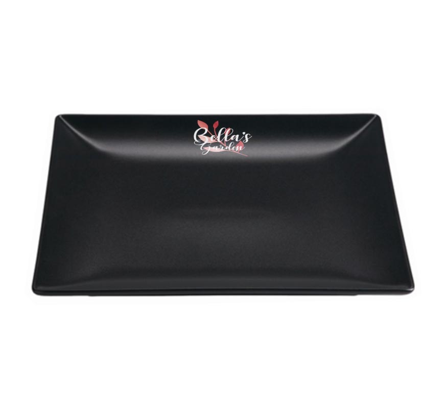 Black Luna Square Plate (24cm)