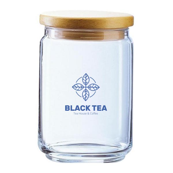 Box Mania Glass Storage Jar With Wood Effect Lid (1L/35oz) 