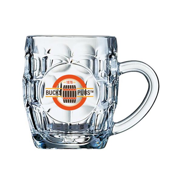 Britannia Dimpled Panelled Glass Tankard (Half Pint/10oz) 