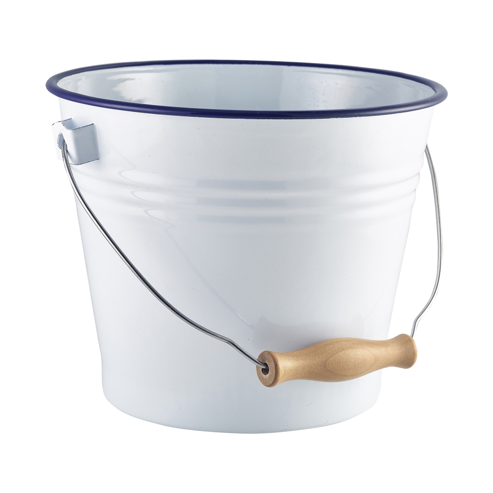 Enamel Bucket White with Blue Rim (2 Litre)