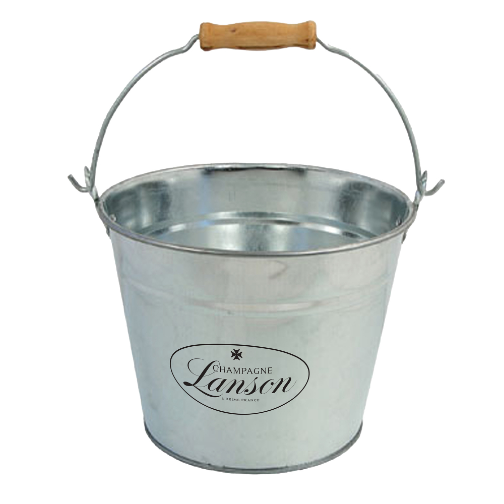 15L LARGE TRADITIONAL GALVANISED STRONG STEEL METAL BUCKET WITH WOODEN  HANDLE