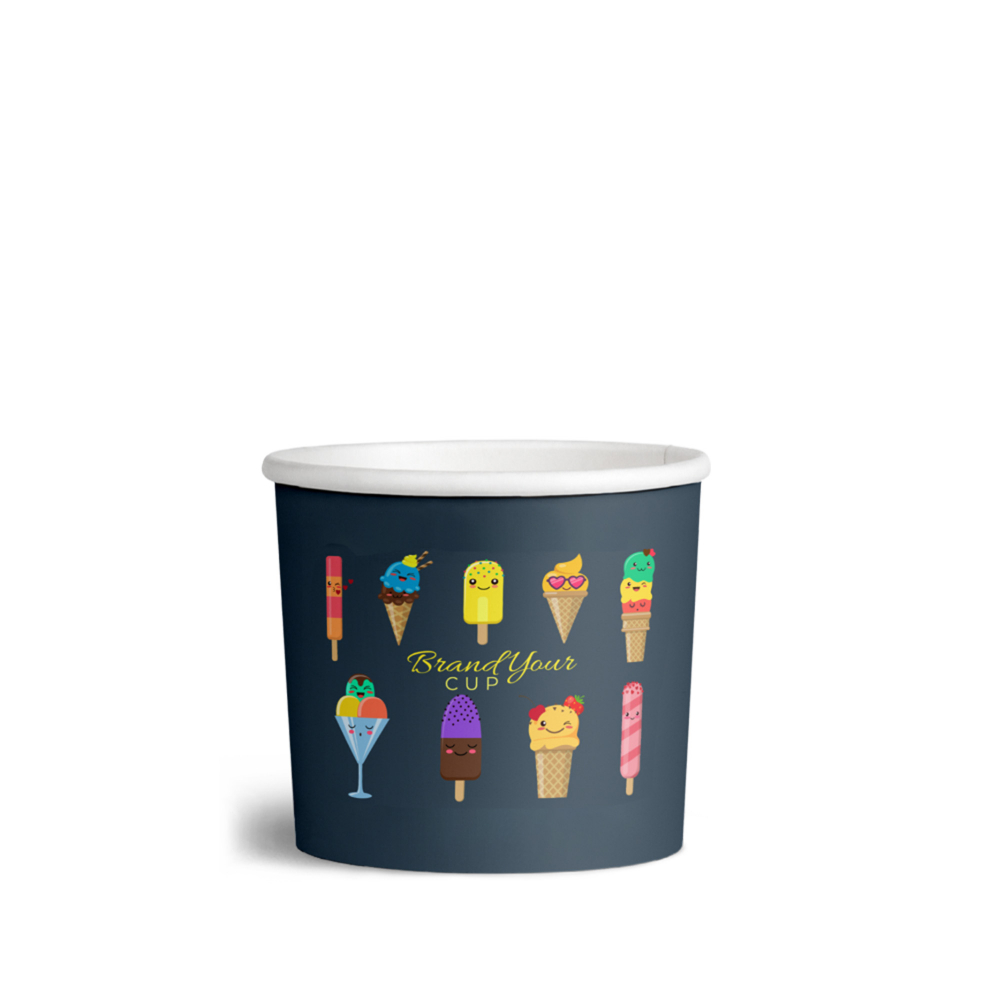Single Walled Matt Recyclable Ice Cream Pot (16oz)