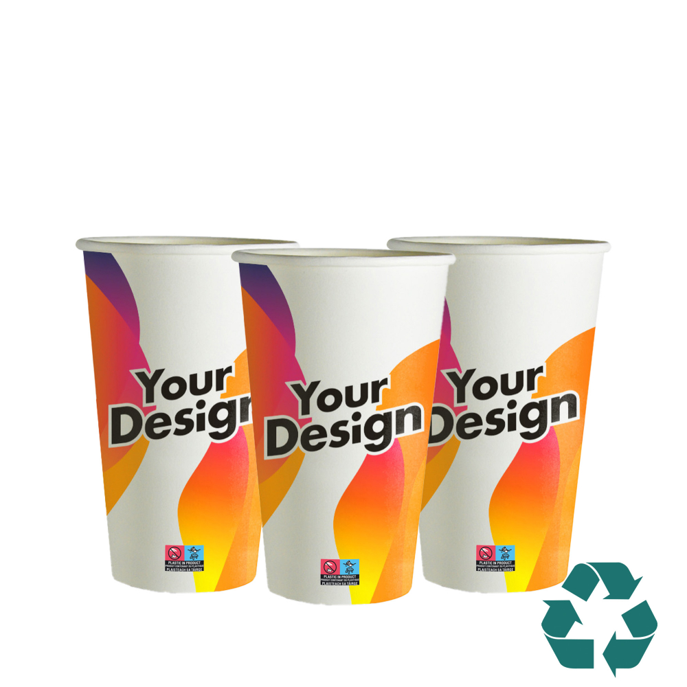 Recyclable Single Walled Matt Paper Cup - Full Colour (180ml/7oz)