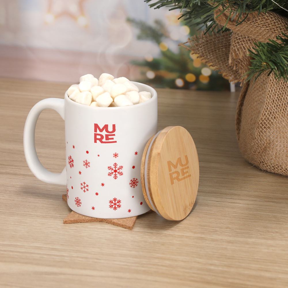 Christmas Ceramic Mug with Bamboo Lid – 300ml
