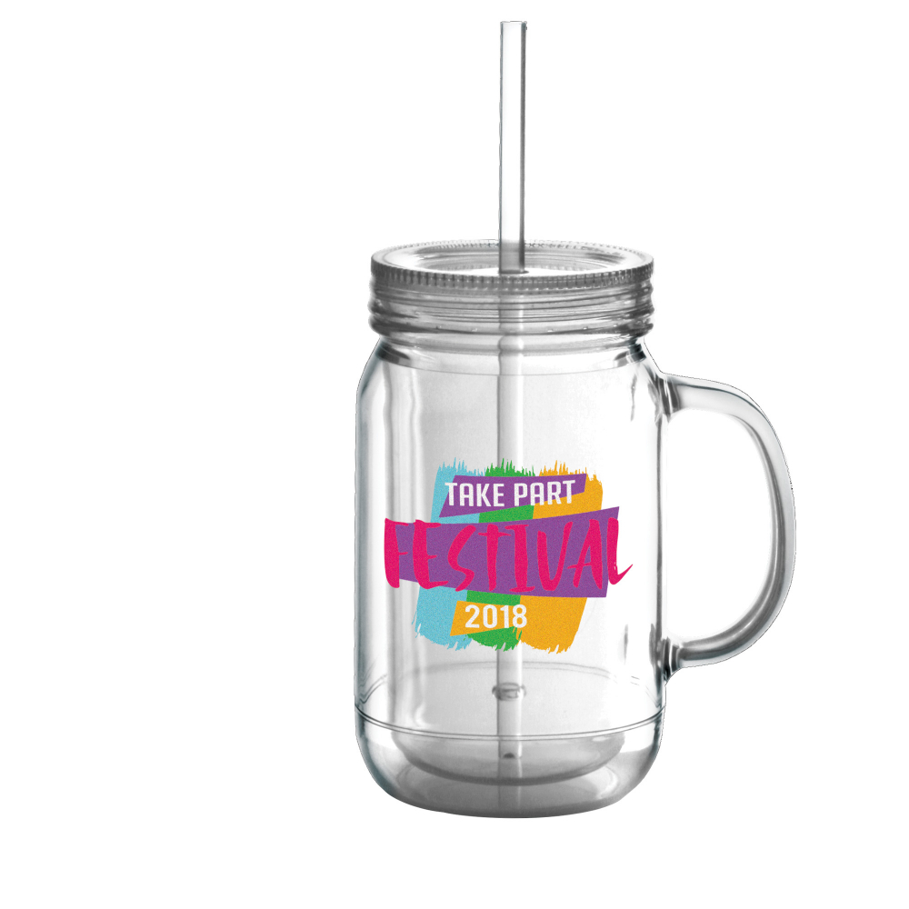 Reusable Plastic Mason Drinking Jar (600ml/20oz) 