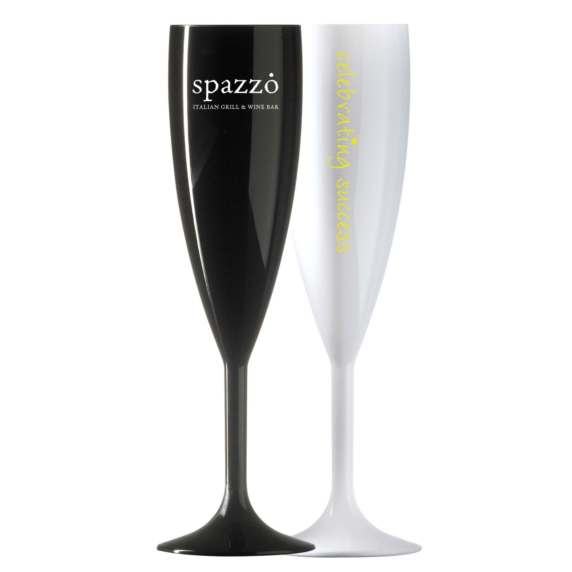 Reusable Plastic Champagne Flute (187ml/6.6oz) Black & White