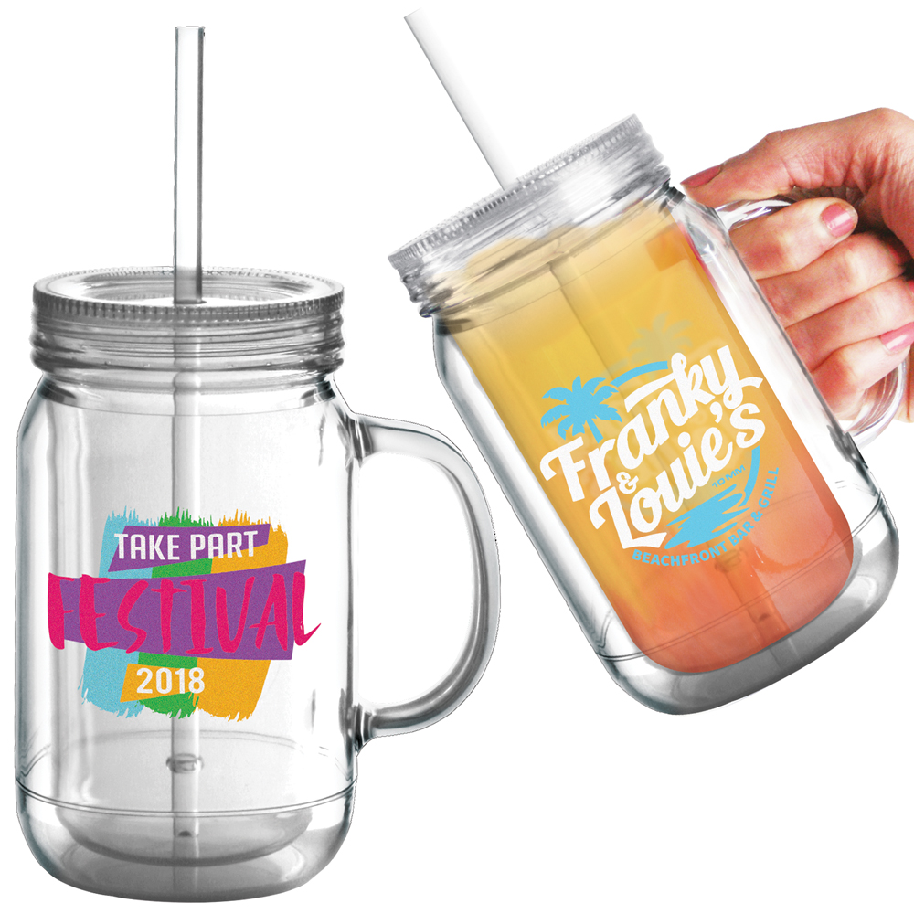 Reusable Plastic Mason Drinking Jar (20oz/600ml) - Promo Catering