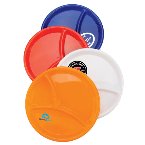 Coloured Plastic Compartment Plate (22.5cm)