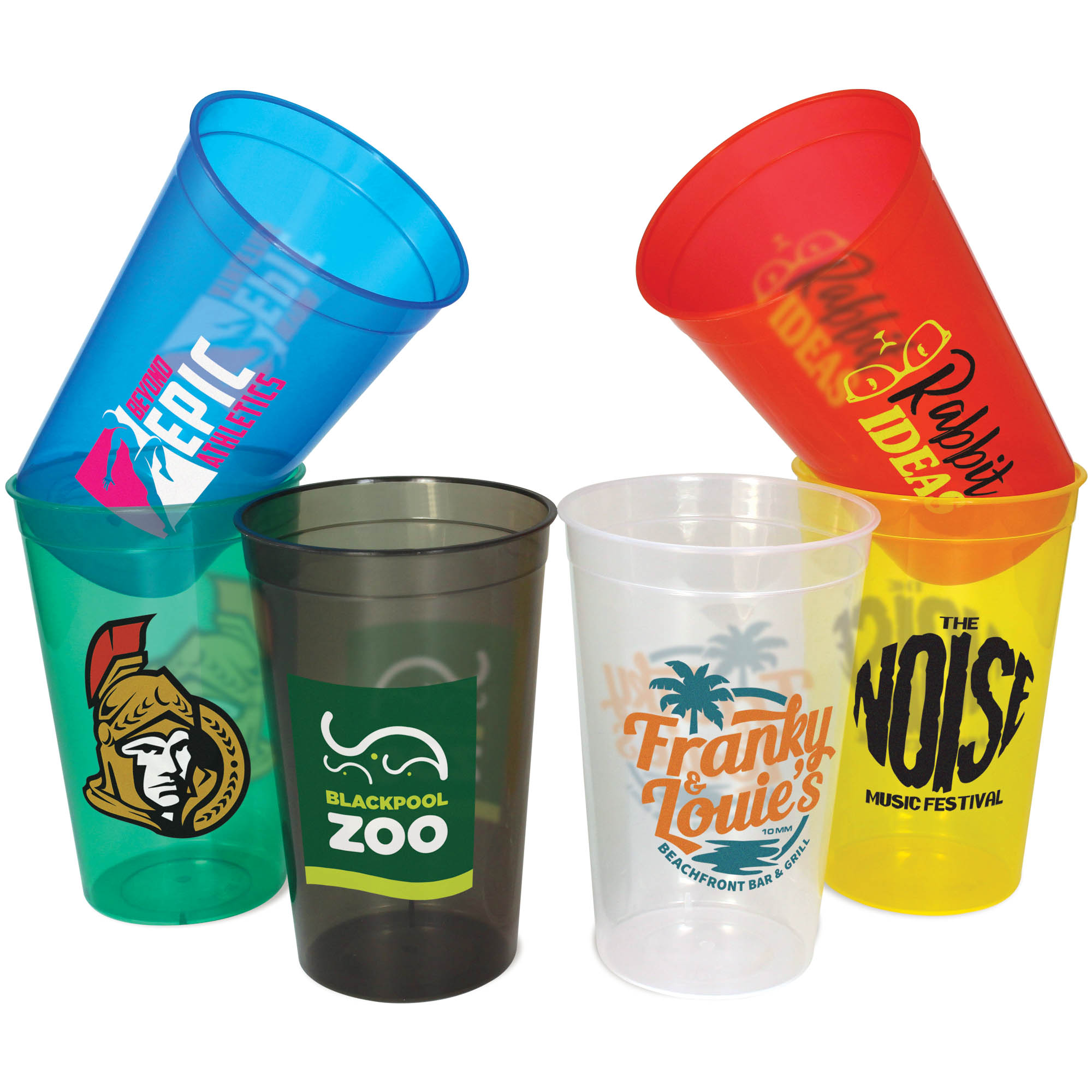 Pack of 50 Pint Cups Reusable Plastic - 1 Pint 568ml 20oz