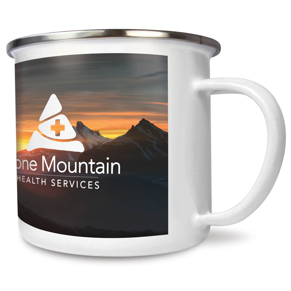 Premium Full Colour Steel Rim Enamel Mugs (285ml/10oz)